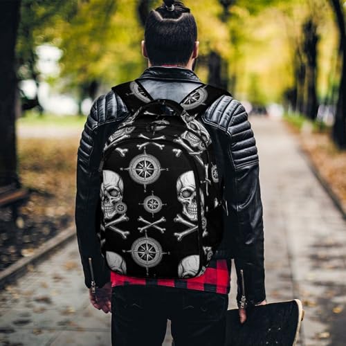 Laptop Backpack 3D Pirate Skull Black, Sturdy Water Resistant College Bookbag with Water Bottle Pockets for Business Travel Commute - color: Pattern (333)