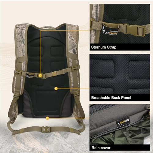 Mardingtop 40L Camo Hunting Backpack for Bow Rifle Gun,Large Capacity Tactical Hunting Day Pack with Rain Cover for Hunting Camping Hiking