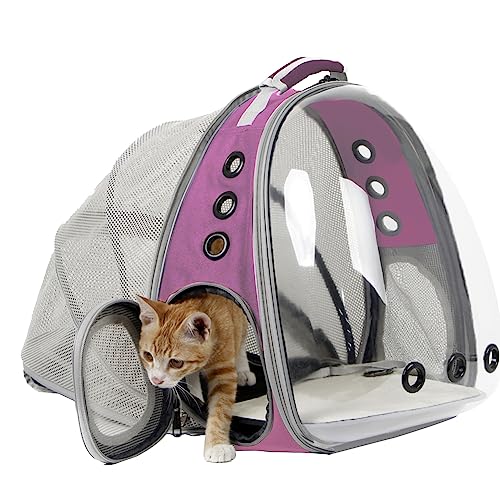 Back Extension Cat Travel Carrier Backpack (Pink, Clear Window) - color: Pink