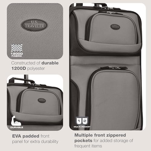 U.S. Traveler Rio Lightweight Softside Rolling Carry-on Suitcase, 2-Wheel Single, Grey - color: Grey, size: 21"