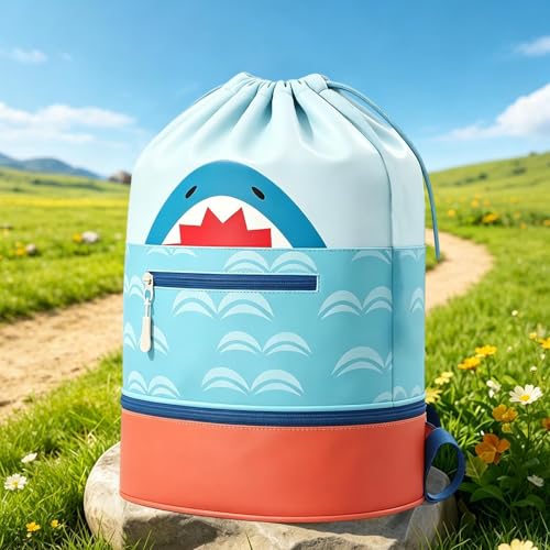 Kids Swim Bag With Wet Dry Separate Pockets, Waterproof Swìm Backpack For Beach Gym School, Lightweight Swim Bag For Kids With Shoe Compartment - color: Blue