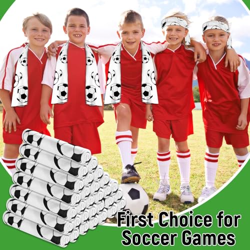30Pcs Soccer Ball Cooling Towels for Neck and Face 40 x 12 Inch Sports Team Gifts Workout Ice Towel for Gym Sweat Microfiber Breathable Chilly Bulk Neck Wraps for Athletes Camping Travel Outdoor - style: Soccer