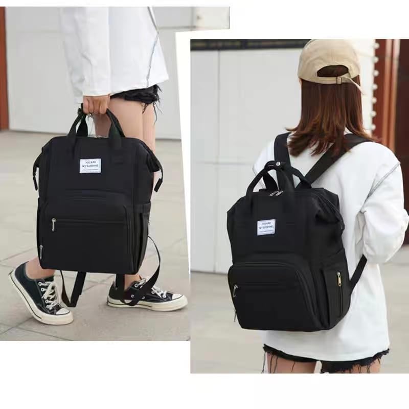 Diaper Baby Bag Backpack Changing Pad Nursing Shower Tote Baby Bottle Bag - color: Black