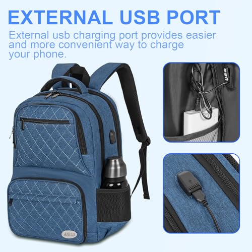 ANILD Lunch Backpack, 17 Inch Laptop Backpack with Insulated Cooler Compartment for Men Women, Travel Work Computer Backpack