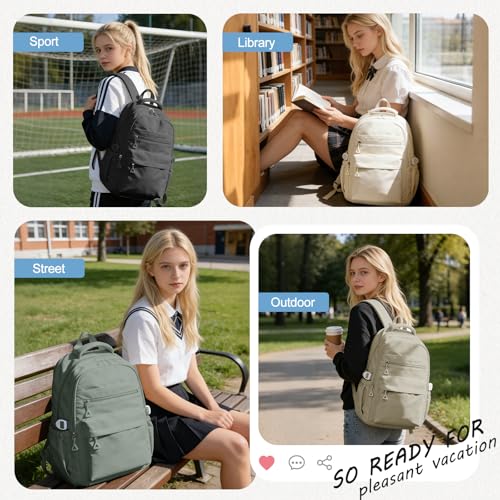 Black Backpack for College Students Women Men, Aesthetic Backpacks for Middle School, Waterproof Bookbag, Lightweight High School Backpack for Teens Boys Girls - color: Black