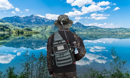Tactical Sling Tackle Backpack Holster Fishing Crossbody Shoulder Strap Bag 15L Water Bottle Molle Accessories Pouch - color: Gray