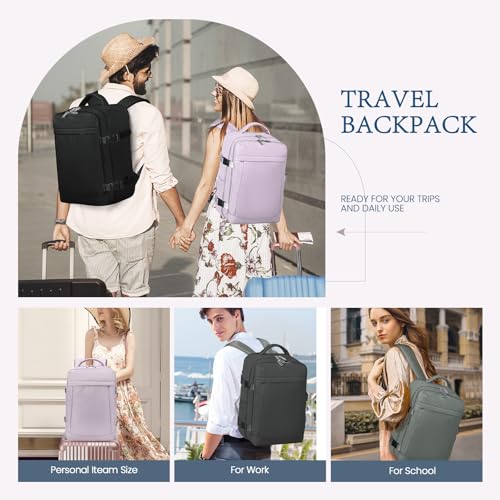 Lossga for Spirit Airlines Personal Item Bag 18x14x8 Inches Travel Bag Mens Travel Backpack for Women Fit Up to 17 inch Weekender Bags With Usb Charging Port Carry on Flight Approved - color: Purple