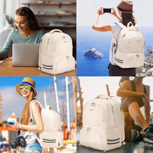 Ytonet Gym Backpack for Women Men, Travel Backpack with Shoe Compartment - color: Beige, size: 15.6 inch