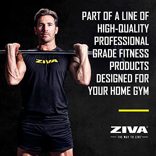 ZIVA 35lb Studio Barbell Weight Set – Adjustable Home Gym Kit with Standard Rubber Urethane Plates, 5' Chrome Bar (1.18" diam) & Collars | Extra Plates Not Included - size: Pair - 25lb Discs