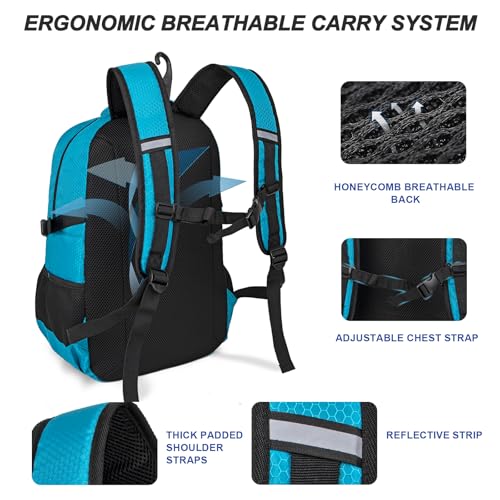 Basketball Backpack with Separate Ball & Ventilated Shoe Compartment, Sports Bag with Hook for Men Women Teens Training Travel - color: Blue
