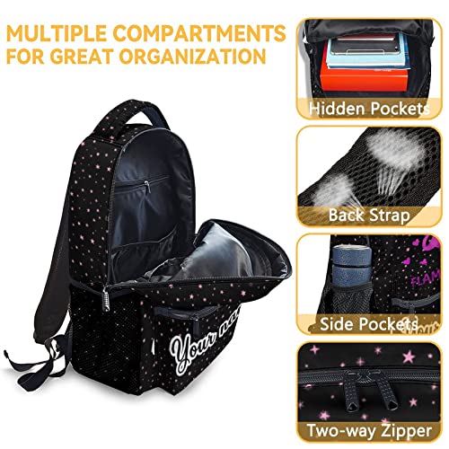 Personalized Flamingo Backpack with Lunch Box - Set of 3 School Backpacks Matching Combo - Cute Pink Bookbag and Pencil Case Bundle - color: Color-4-3