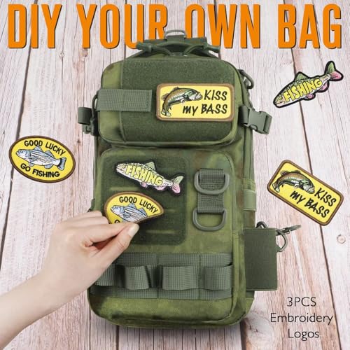 Dovesun Small Fishing Backpack with Tackle Boxes Fishing Sling Bag DIY Embroidery Patches Tackle Bag Gift for Men Green - color: A: Fishing Tackle Backpack(green)