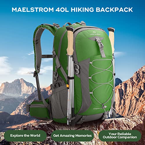 Maelstrom Hiking Backpack,Camping Backpack,40L Waterproof Hiking Daypack with Rain Cover,Lightweight Travel Backpack,Green - color: 40l Green, size: 40l