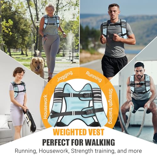 Weighted Vest for Women Men, 8 lb/10 lb/12 lb Weight Vest for Walking with Reflective Stripe and Adjustable Buckle Straps, Body Weights for Osteoporosis, Running, Strength Training and Weight Loss