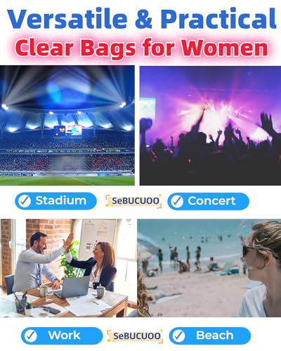 Clear Tote Bag Stadium Approved 12x6x12 12x12x6 Clear Bag for Stadium Events 12 x6 x12 Transparent Purse 12 x 6 x 12 - color: Brown