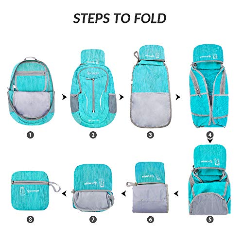 ZOMAKE 25L Ultra Lightweight Packable Backpack, Foldable Hiking Backpacks Water Resistant Small Folding Daypack for Travel(Aqua Blue) - color: Aqua Blue