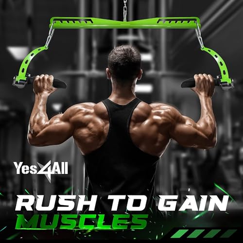 Yes4All Neutral Paddle Grip LAT Pull Down Bar, Range of Motion Spreader Handle Cable Attachments - color: Long Bar - Press Down Attachment