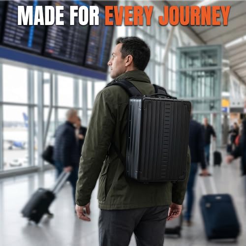 Aleon Case Hard Shell Backpack for Men & Women, 16 Inch Lightweight Business Travel Backpack w/RFID Blocking, Fits 13 Inch Laptop, Hybrid Tech Backpack for Executive, Gaming, Photography Gear, Black - color: Black