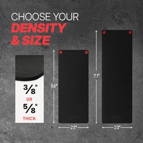 SPRI Hanging Exercise Mats for Gyms, Closed-Cell Foam Yoga & Fitness Mats with Grommets, Thick Workout Mats for Studios & Group Fitness Classes, Wall Rack Mat Holder Storage, Black - style: 56" L x 23" W x 5/8"