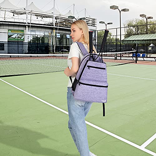 Sucipi Tennis Bag Professional Tennis Backpack for Men and Women Racket Bags Holds 2 Rackets with Ventilated Shoe Compartment - color: Purple