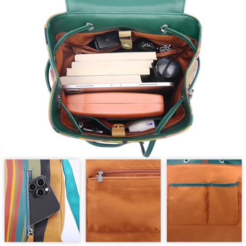 BOYATU Leather Backpack Purse for Women: Ladies Travel Fashion Back Pack - Designer Leather Bag Casual Handbags (Rainbow) - color: Rainbow