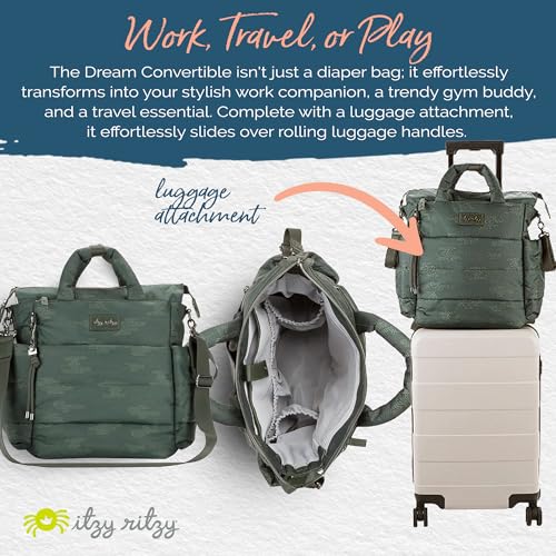 Itzy Ritzy Dream Convertible Diaper Bag Tote Backpack - Baby Diaper Bag with 14 Pockets, Changing Pad & More (Cloud Camo) - color: Cloud Camo
