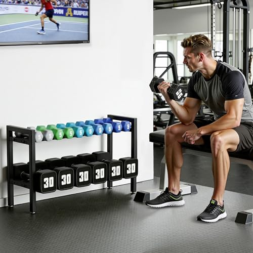 Dumbbell Rack 2-Tier Adjustable Weight Rack For Home Gym Dumbbells Kettlebell (Rack Only) - size: 31IN(L)