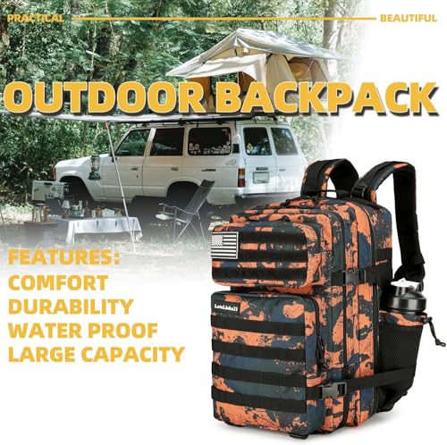 Military 45L Tactical Assault Backpack 3 day assault pack with Molle Waterproof backpack Rucksack for Tactical Backpacks - color: Marscamo
