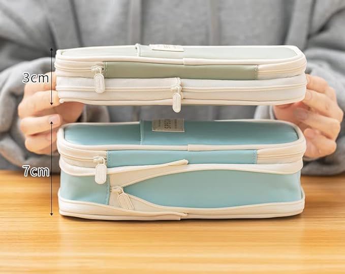 Arnuixty Large Storage Pencil Case Pen Bag with Zipper Big Capacity Pouch Organizer for Office Travel Holder Box - color: Peach