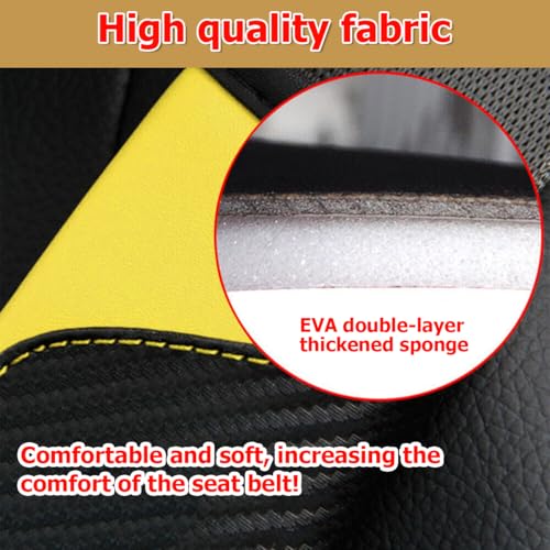 AUCELI 2PCS Car Seat Belt Cover, Carbon Fiber Seatbelt Shoulder Strap Covers, Breathable Leather Soft Harness Pad Protect Your Neck and Shoulder Compatible with Cars - color: Black/Yellow