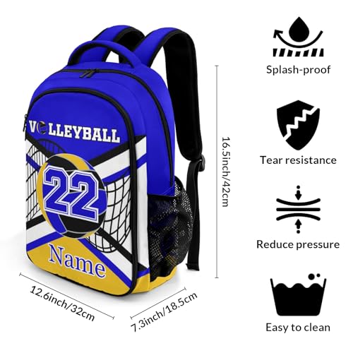 Bright Blue Gold Volleyball Personalized School Backpack Casual Laptop Bag for Man Woman - color: Muilti 5
