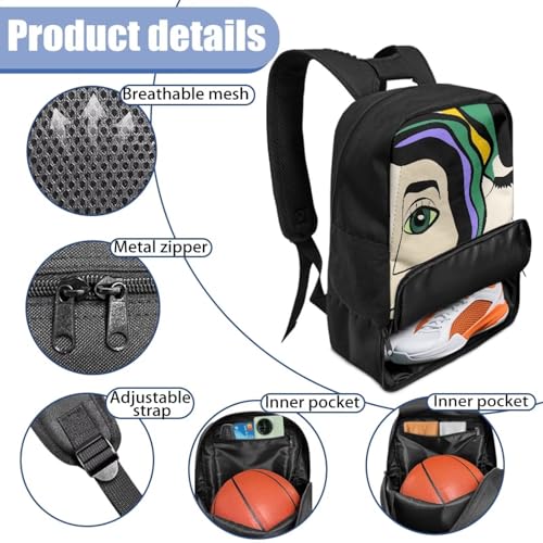 Basketball Backpack With Separate Ball Compartment And Shoes Fit Basketball Volleyball Football - color: Abstract