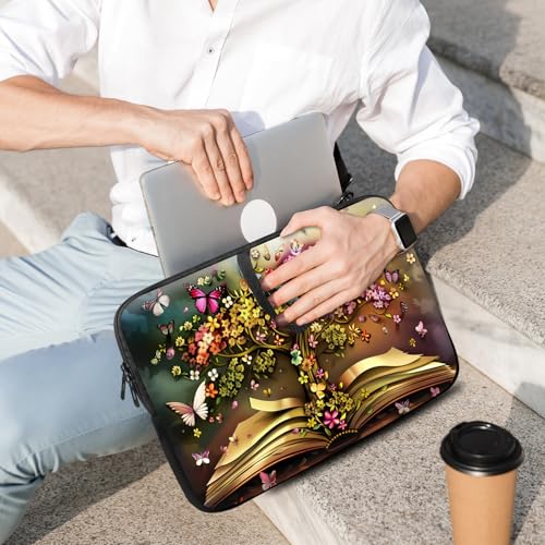 14 15 15.4 15.6 inch Laptop Handle Bag Computer Bag, Pouch Holder Notebook Sleeve Cover Soft Case Compatible for Dell,Lenovo,Toshiba HP, Asus Notebook-Books Grow Trees and Butterflies - color: Books Grow Trees and Butterflies