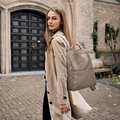Kattee Genuine Leather Backpack Purse for Women Antitheft Rucksack Soft Work Casual Daypack Fashion - color: Brown