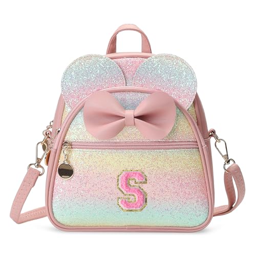 Birthday Gift for 2 3 4 5 6 7 8 9 10 Year old Girls Personalized Initial Mini Backpack Purse for Toddler Kids-Shine-S - color: Shine, style: S