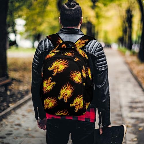 Nurse Teacher Travel Backpack Cool Fire Dragon Art Purse, Cute Laptop Backpack with Tumbler Holder for Women College Work Casual Daypack - color: Pattern (347)