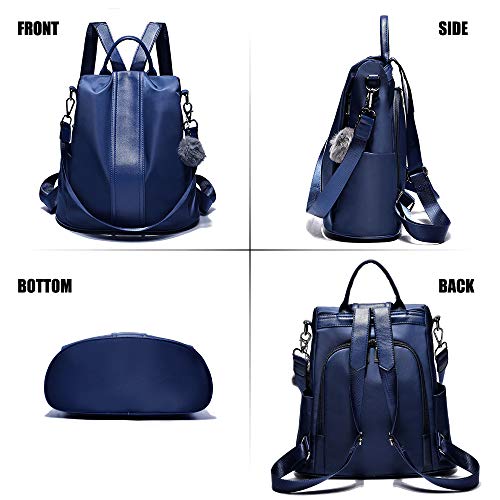 PINCNEL Women Backpack Purse Waterproof Nylon Anti-theft Rucksack Lightweight Shoulder Bag - color: Blue, size: Medium