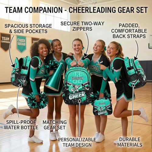 Custom Cheer Backpack for Girls Cheerleader Preschool Toddler Glitter Backpack Kindergarten Nursery Bookbag Travel Children Lightweight School Bag - color: Light Green