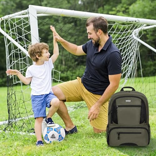 GMAK Soccer Backpack for Youth, Soccer Bag with Ball/Shoe Compartment for Football/Basketball/VB, Lightweight Training Pack - color: Grey