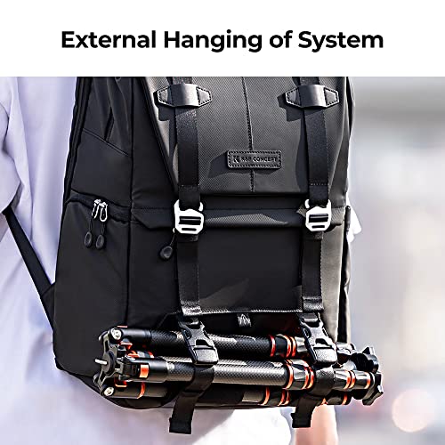 K&F CONCEPT Camera Backpack, Camera Bags for Photographers Large Capacity Camera Case with Raincover,15-15.6 Inch Laptop Compartment Compatible for Canon/Nikon/Sony/DJI Mavic Drone(Backpack 20L) - color: 02-black