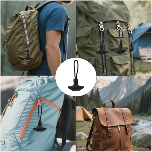 8 PCS Heavy Duty T Bar Zipper Pulls TPU Reinforced Cord Ends for Backpack Replacement Universal Zipper Tab Extenders