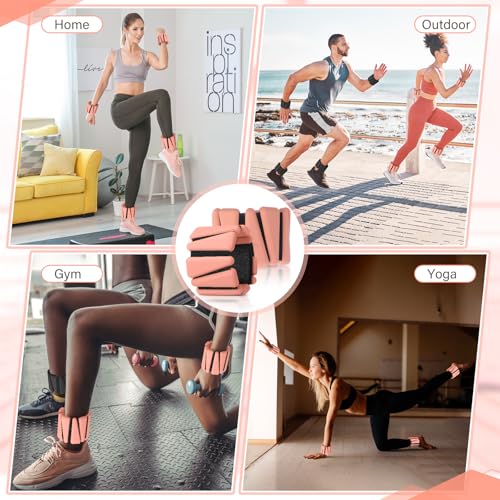 Vinsot Pilates 2Lbs Each(Set of 4) Wrist Ankle Weights for Women, Wearable Arm Leg, Adjustable Weighted Wristbands Arm Leg Weights Suitable for Walking Swimming Running Yoga Gym - color: Flesh color