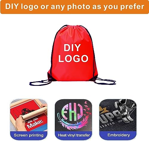 Drawstring Backpack Bulk 30 Packs Draw String Bags for Gym Sports Trip Pedestrianism Cinch Sack DIY for Women Men with Memo Card (red) - color: Red