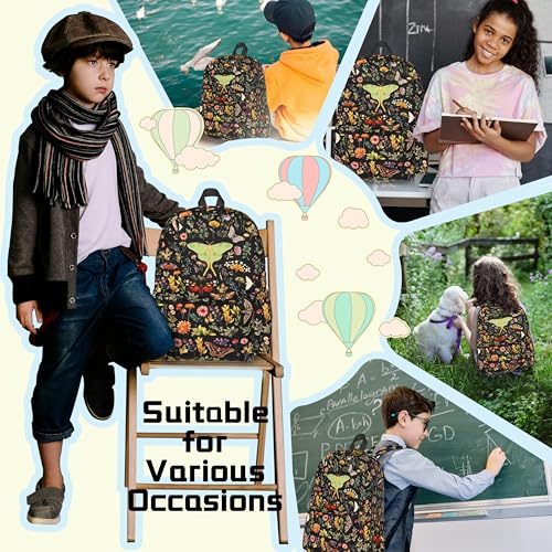 Butterflies Moths Flower Backpack School Bag Lightweight Bookbag Casual Daypack for Girls Boys Kids Women Men Travel Laptop 16 Inch - color: Moths