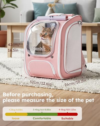 Pecute Cat Backpack Carrier,Large Space Cat Bubble Backpack,Ergonomic,Pink - color: Pink, size: 12.6"L x 10.2"W x 16.5"H