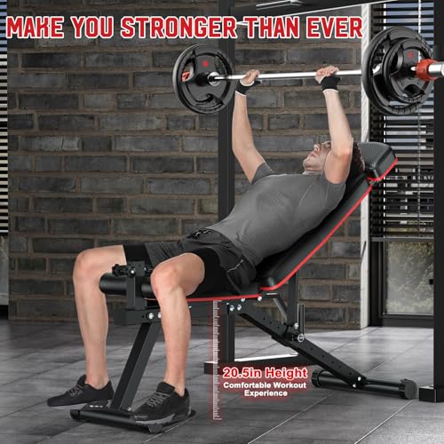 XDDIAS Workout Bench, Adjustable Weight Bench with Leg Extension and Leg Curl, Extended Headrest, 900LBS Preacher Curl Bench Incline Decline Flat Workout Bench for Home Gym Full Body Exercise - color: Black+Textural