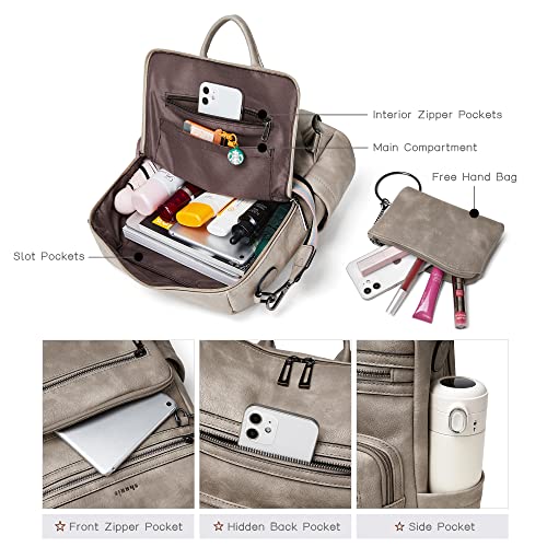 Shrrie Backpack Purse for Women Leather Backpack Fashion Designer Travel Backpack Convertible Shoulder Bag - color: 2-3-two-toned Gray