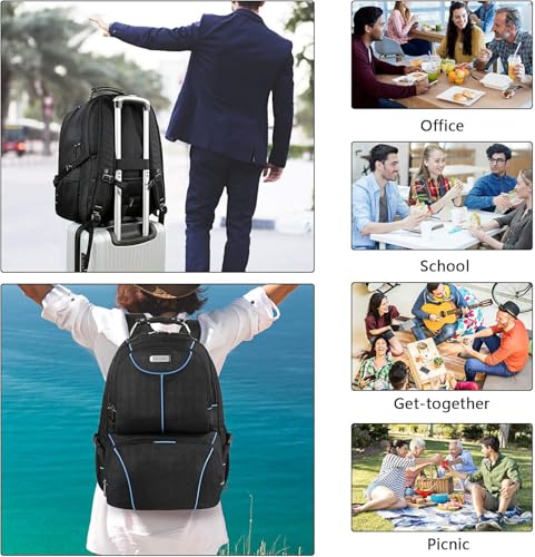 VECKUSON Lunch Bag Backpack, Insulated Cooler Lunch Box Backpack, Extra Large Travel Laptop Backpack TSA Friendly RFID Computer College bag for Women Men,Blue - color: Blue-rfid