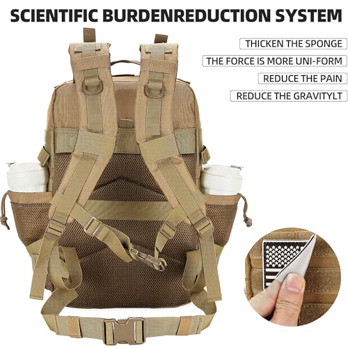 Lovelinks21 45L Tactical Assault Backpack 3 day assault pack with Molle Waterproof backpack Rucksack for Tactical Backpacks (khaki) - color: Khaki