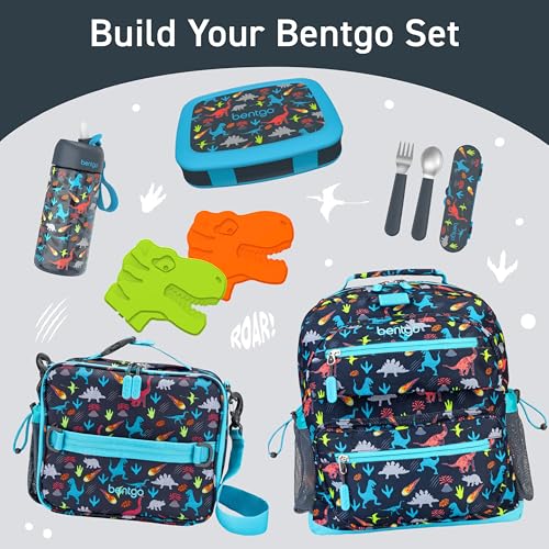 Bentgo Kids Water Bottle - Leak-Proof, Durable Tritan PFAS- & BPA-Free 15 fl oz, Kids/Toddlers Ages 3+ for School & Sports; Bite & Sip Spout, Carrying Handle, Dishwasher Safe (Dinosaur) - color: Dinosaur